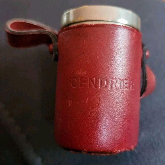 Gucci Cendrier Leather Traveling Ashtray With Strap Vintage Tobacciana Case